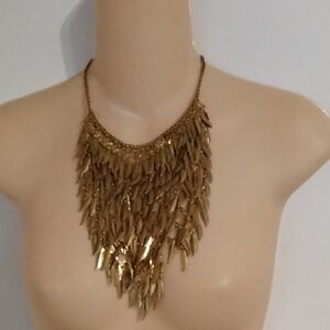Vintage Brass Chandelier Arrows Collar Necklace